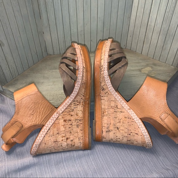 Dolce Vita Brown & Grey Leather Platform Wedge Heel 10 - Picture 2 of 8